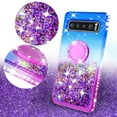 thumbnail image 3 of Samsung Galaxy S10 Plus Case,Ring Kickstand Glitter Liquid Quicksand Waterfall Floating Sparkle Shiny Bling Diamond Girls Cute Shock Proof Phone Case Cover - Purple/Blue, 3 of 5