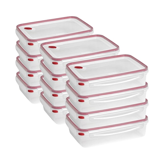 Sterilite 16 Cup Rectangle UltraSeal Food Storage Container, Red (12-Pack)