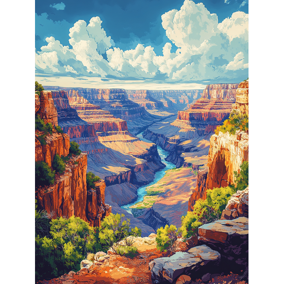 Grand Canyon Landscape Wall Art/Canvas Print, Suitable for Living Room,Hotel, and Restaurant Decoration.