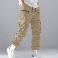 thumbnail image 2 of ZQUUVOU Men's Casual Cargo Joggers Sweatpants Workout Athletic Pants With Pockets Drawstring Gym Running Pants Khaki, 2 of 5