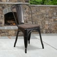 thumbnail image 2 of Flash Furniture Perry Black-Antique Gold Metal Stackable Chair with Wood Seat, 2 of 11