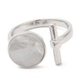 thumbnail image 2 of 5 pc Natural Shell Flat Round & Column Open Cuff Ring Cadmium Free & Nickel Free & Lead Free Real Platinum Plated Inner Diameter: 17.8mm, 2 of 3