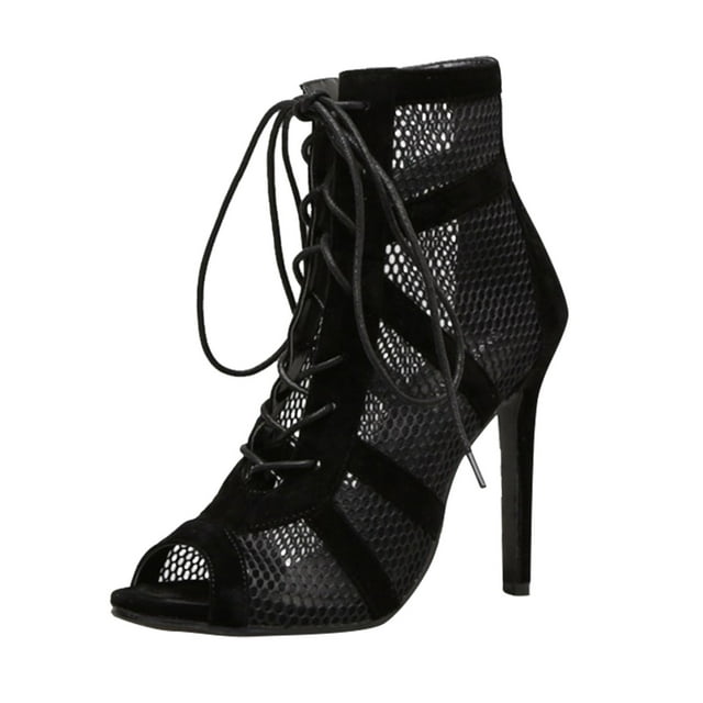 Kcodviy Chaussures à Lacets Femmes Bottes de Pluie en Caoutchouc Femmes Sandales à Talons en Maille Haute Femmes Bottes Talon Bas Bottes à Lacets pour Femmes Bottes pour Femmes