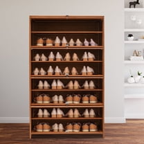9-Tier Bamboo Shoe Rack Cabinet Shoe Cabinet With Flip Door For Storing Shoe New