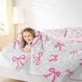 thumbnail image 3 of Erosebridal Kids Bow Butterfly Knot Full Size Comforter Sets, Bling Print Bedding Sets, Grey Pink, 3 Pieces, 3 of 6