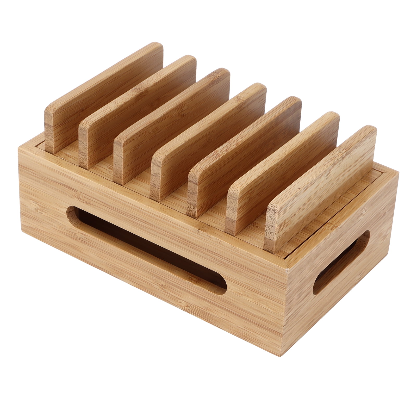 BIMZUC Bamboo Wood Cell Phone Dock Portable Tablet Computer Organizer Storage Box For Home Office Desk Accessory Storage Bracket Holder Natural Wood Finish