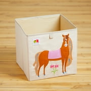 Wildkin 13 Inch Kids Storage Cube for Boys and Girls, Toy Organizer (Horses Pink)