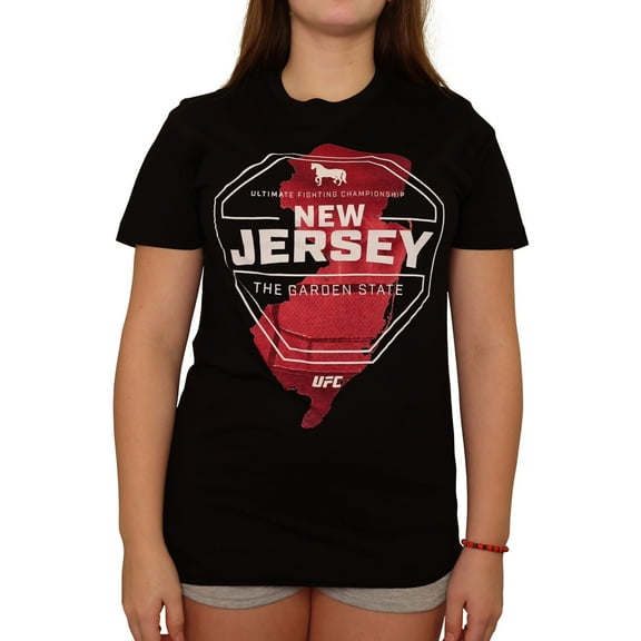 UFC Womens New Jersey The Garden State Graphic T-Shirt, Black, Small