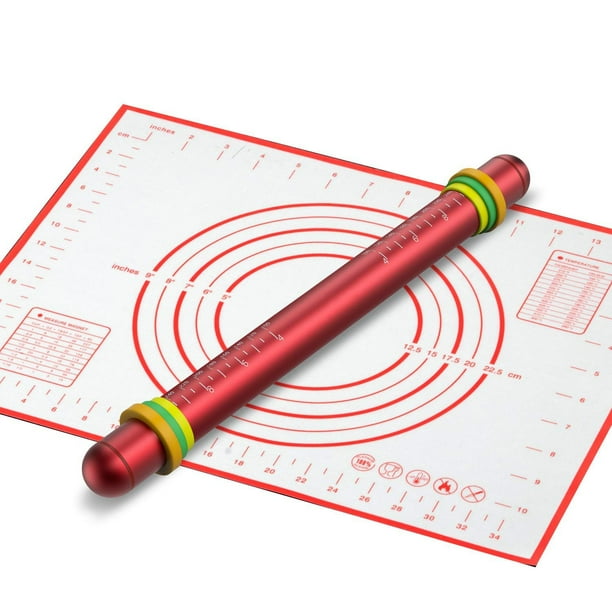 Coolmade Rolling Pin Adjustable Stainless Steel Rolling Pin with 3