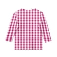 thumbnail image 5 of CCRFTGI Girls Shirts Cute Plaid Shirt Graphic Tees for Kids Summer Girls Fashion 3/4 Sleeve Tops Crewneck T Shirts Hot Pink 7-8 Years, 5 of 6