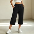 thumbnail image 2 of LumiAtelier Womens Winter Casual Capri Joggers Stretch Fleece Fabric Drawstring Elastic Waist Button Cuff Loose Cropped Pants With Side Pockets, 2 of 9