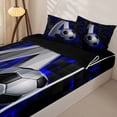 thumbnail image 3 of Castle Fairy 3D Metallic Letter A Soccer Print Zipper Twin Comforter Sets with Fitted Sheet and 2 Pillowcases, Futuristic Sports Graphic Zipper Bedding Set, Silver Black Blue,4-Piece,Black Reversible, 3 of 6