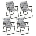 thumbnail image 1 of Costway 4 PCS Folding Beach Chair Camping Lawn Webbing Chair Lightweight 1 Position Brown, 1 of 9