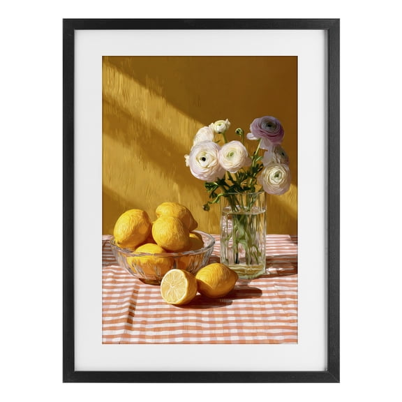 Stupell Industries Shabby Chic Lemony Breakfast Arrangement Black Framed Print Under Glass, 14 x 20, by Petals Prints Design