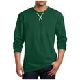 thumbnail image 3 of Big and Tall Men‘s Long Sleeve T-Shirt - Solid Color Casual Comfort Tee, Round Neck for Daily Wear, Spring Sport Shirt, Comfortable,Army Green 2_3XL, 3 of 6