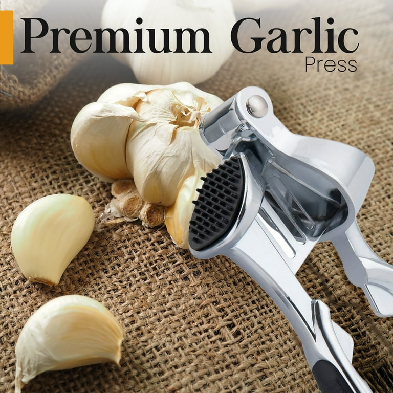 Alpine Cuisine Heavy-Duty Zinc Alloy Garlic Press 7.5in with