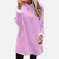 thumbnail image 2 of Enjoytime Women Blouses Solid Color Crew Neck Long Sleeve Hooded Shirts Fall Winter Warm Casual Tops 2025 Fashion Clothing Purple S, 2 of 4