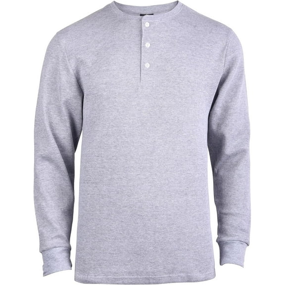 Knocker Men's Waffle-Knit Thermal Henley Shirt Heather Grey