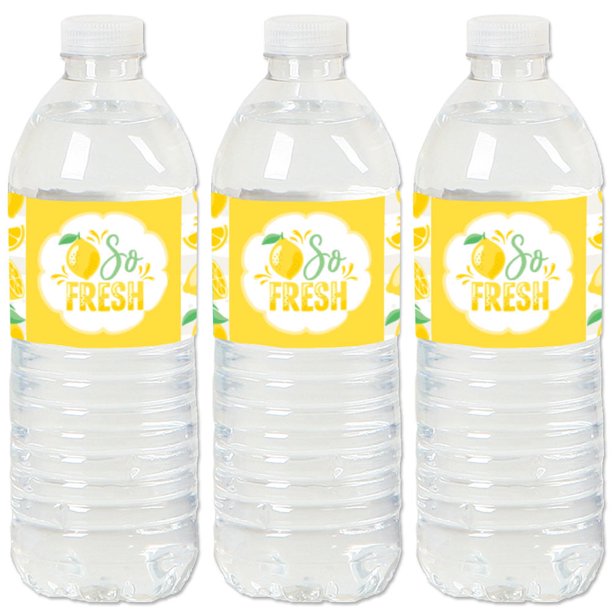 So Fresh - Lemon - Citrus Lemonade Party Water Bottle Sticker Labels - Set  of 20