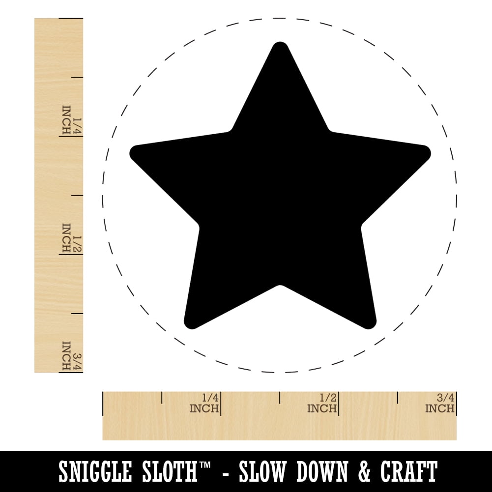 Star Shape Excellent Self-Inking Rubber Stamp Ink Stamper - Brown Ink - Small 3/4 Inch