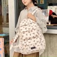 thumbnail image 5 of HUISZJ Bow Print School Backpack, Creative Preppy College Backpack, Middle School Bag for Travel Commute Work (Brown), 5 of 10
