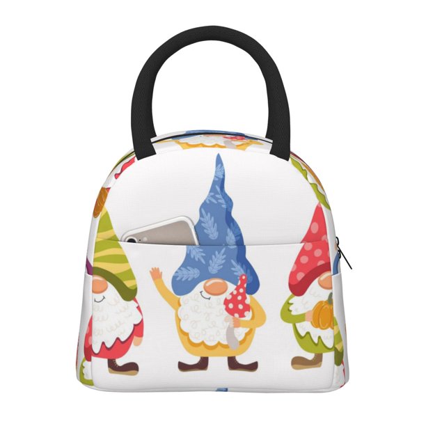 Easygdp Autumn Funny Gnomes Bolsa de Almuerzo Insulada Grande, Forro de Aluminio, Diseño Espacioso, a Prueba de Fugas, Ideal para Trabajo, Picnics, Viajes y Actividades al Aire Libre