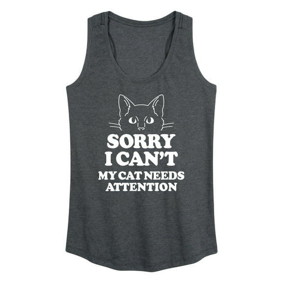Instant Message - Sorry My Cat Needs Attention - Women's Racerback Tank Top