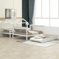 thumbnail image 3 of EUROCO Twin over Full House Bunk Bed with Trundle and Staircase, White, 3 of 17