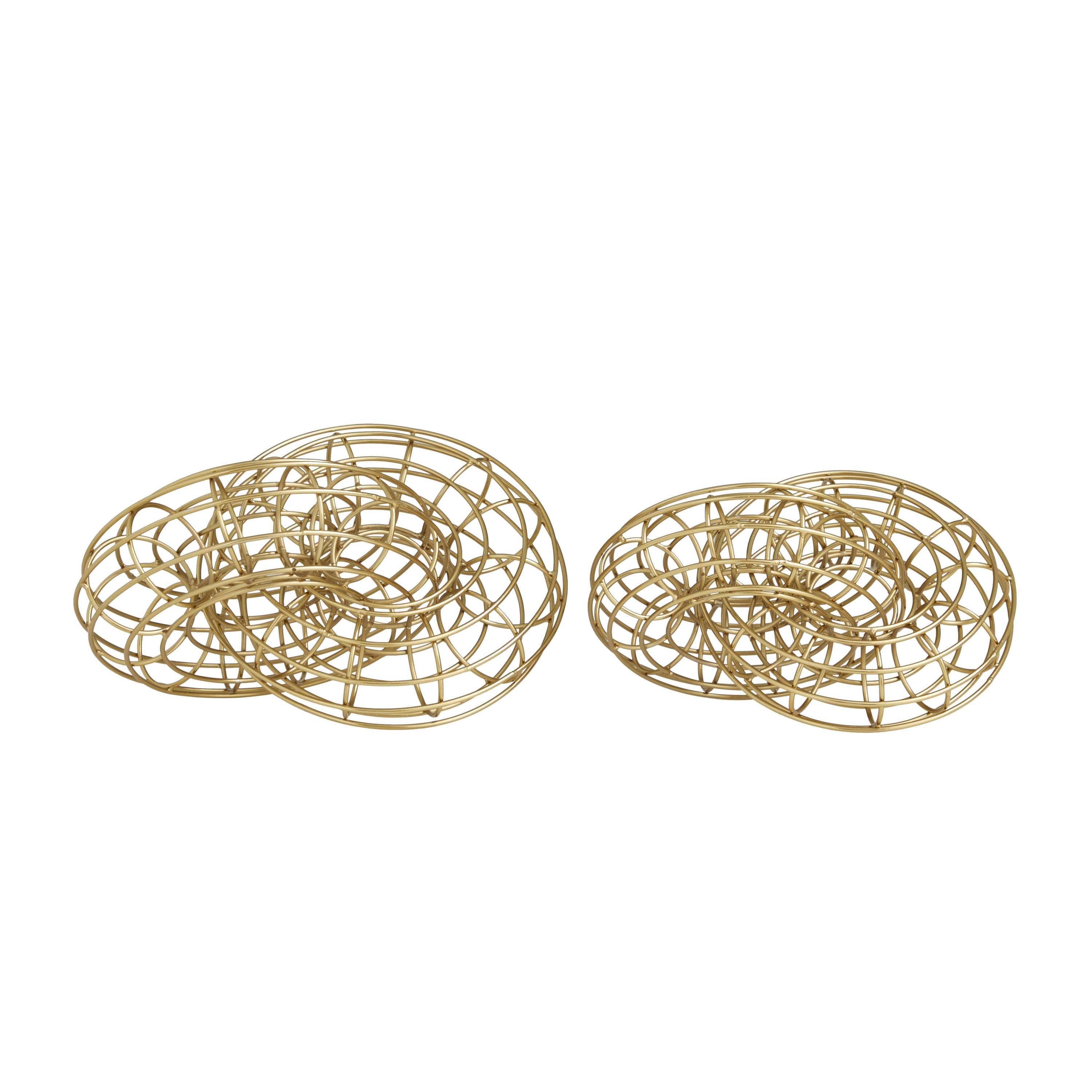 12"W, 7"H Gold Metal Wire Chain Sculpture, by DecMode (2 Count)