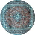 thumbnail image 1 of Ahgly Company Indoor Round Medallion Light Blue Traditional Area Rugs, 8' Round, 1 of 4