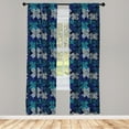 thumbnail image 3 of Ambesonne Bohemian Curtains, Ethnic Geometric Lines Art, Pair of 28"x95", Sea Blue and Dark Seafoam, 3 of 5