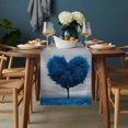 thumbnail image 2 of Valentine's Day Table Runner - 72 Inch Long, Kitchen Dining Table Runner Dresser Scarves, Blue Heart Love Trees Romance Spring Farmhouse Decor for Coffee Tables Wedding Party Banquet, 2 of 8