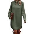 thumbnail image 3 of Women'S Sweater Dresses Oversized One-Piece Dresses Outer Wear Plus Size Pullover Wedding Dresses Green M, 3 of 6