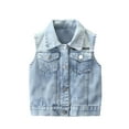 thumbnail image 2 of Mifsaly Girls Boys Denim Jacket Button Down Sleeveless Kids Jean Jackets Lapel Spring Outerwear Unisex with Pockets Size 2-14 Years, 2 of 9