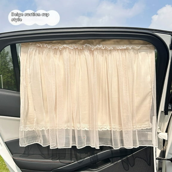 Edge Auto Window Screens Car Window Sun Protections Curtain, Machine Washable Car Window Covers, Natural Fabrics Side Window Sun Shade (Beige)