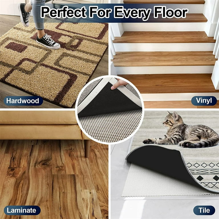 Non Slip Area Rug Pad Gripper - 2x3 Strong Grip Carpet pad for Area Rugs  and Hardwood Floors, Provides Protection and Cushion