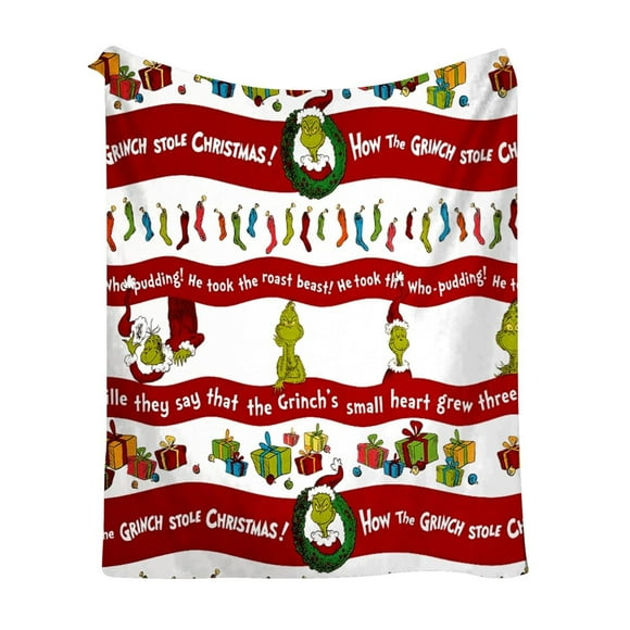 Deals Of The Day Clearance Prime Merry Christmas Blanket Grinchmas Blankets Warm Bed Throw Grin Ch Blanket For Sofa Chair Bed Living Room Funny Stitching Winter Companion Blessing (75x100cm ) D
