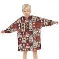 thumbnail image 3 of Red Christmas Collage Pattern Blanket Hoodies for Kids 6-13YR Oversize Wearable Blanket Hoodies for Boys Girls Teens, 3 of 7