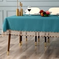 thumbnail image 3 of MAWCLOS Table Cloths Washable Tablecloths Covers Lace Tablecloth Home Decor Vintage Embroidered Polyester Waterproof Green 47"x 63"/ 120cm*160cm, 3 of 8