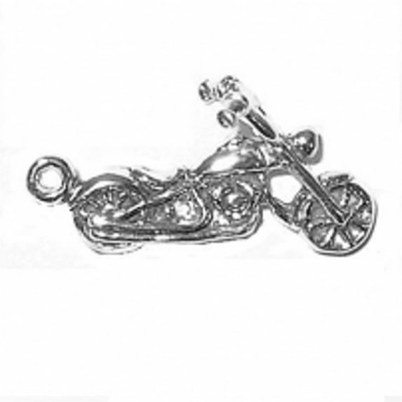 Sterling Silver 24" Unisex 1.5mm Box Chain 3D Motorcycle Or Chopper Pendant Necklace