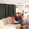 thumbnail image 3 of FDW 4 Panel Bamboo Room Divider Wall Folding Privacy Wall Divider Wood Screen for Living Room Bedroom Study, Black, 3 of 7