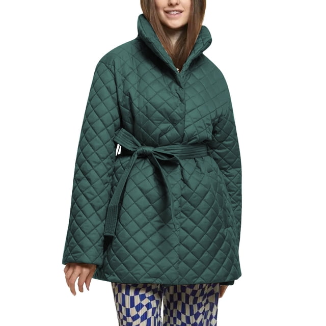 Vêtements d'Hiver pour Femmes Grande Taille Manteau en Cuir et Coton à Col Chaud à Manches Longues