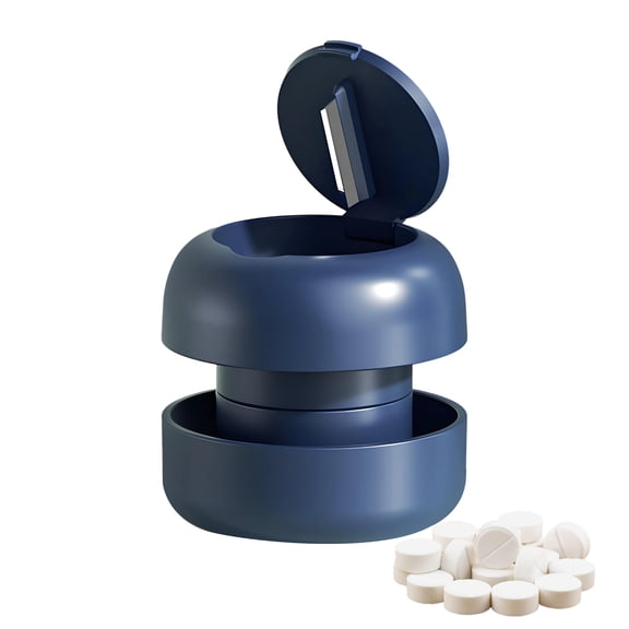XIRQI Pill Crusher and Cutter 3-In-1,Pill Splitter with Stainless-Steel Blade and Storage Case,Portable Pill Cutter for Small or Large Pills,Suitable for Cuting Tablets,Vitamins,Blue