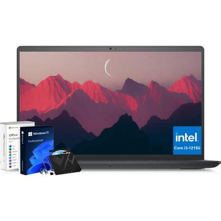 Dell Inspiron 15 3000 3520 Business Laptop - with Microsoft Office Lifetime License, 15.6" FHD Display, Intel Core i3-1215U, 16GB RAM, 1TB SSD, Wi-Fi, Bluetooth, Windows 11 Pro