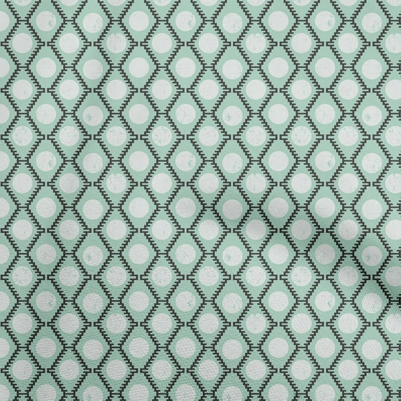 oneOone Rayon Aquamarine Fabric Asian Block Print Geometric Dress Material Fabric Print Fabric By The Yard 56 Inch Wide