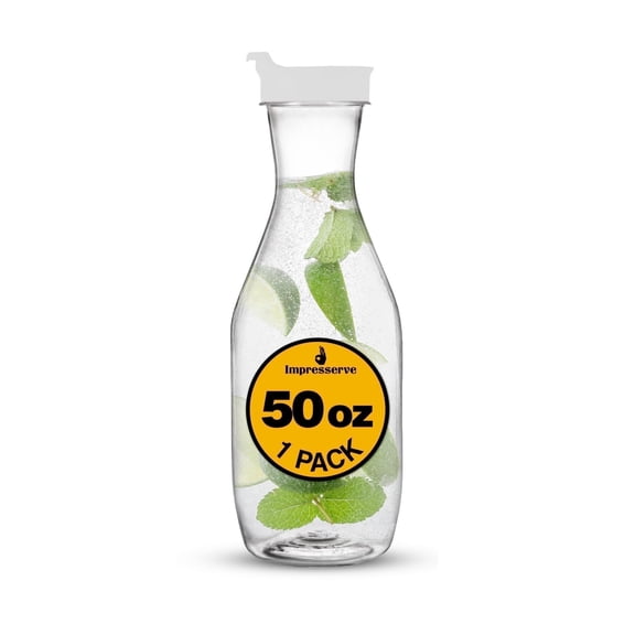 Impresserve 50 oz Plastic Beverage Carafe with White Flip Tab Lid