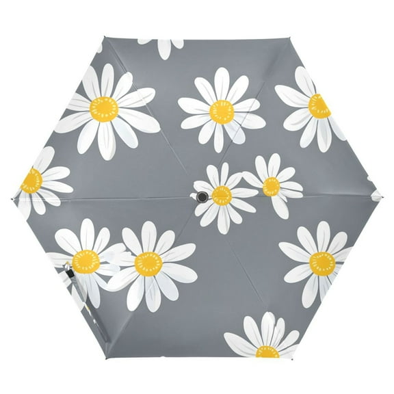 ALAZA Floral Daisy UPF 50  Compact Folding Umbrella for Rain Travel Umbrella Packable