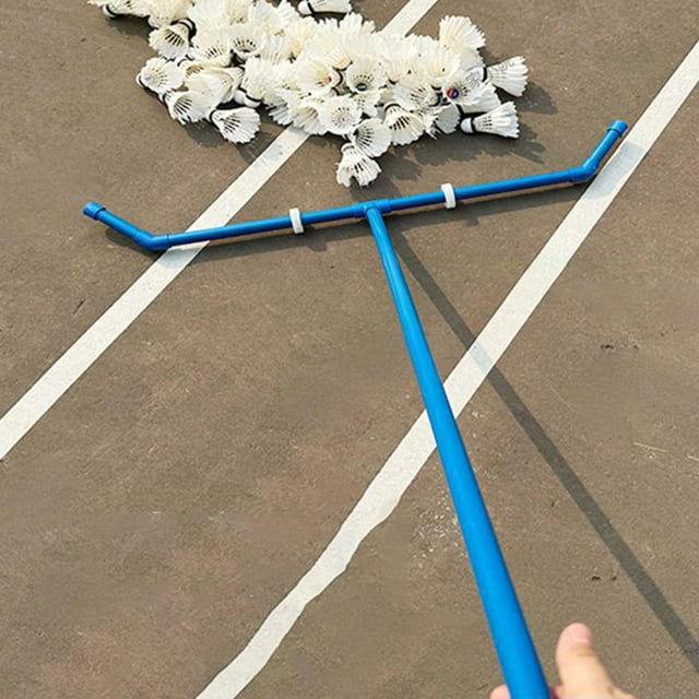 DYNWAVECA Collectionneur de Balles de Badminton avec Roues Balayeuse de Tennis pour Terrains Extérieurs Bleu