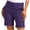 Dark Blue women mid rise bermuda shorts a1, variant on Cagogo Women's Mid Rise Bermuda Shorts with Pockets Casual Solid Regular Fit Travel Beach Lounge Trousers Summer Walking Elastic Waist Comfy Pants, Purple S