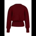 thumbnail image 4 of Suéter Cárdigan para Mujer, Cuello en V Profundo, Larga, Botones, Tejido A Crochet, Suéteres Cortos de Otoño A Vino Tinto L, 4 of 10